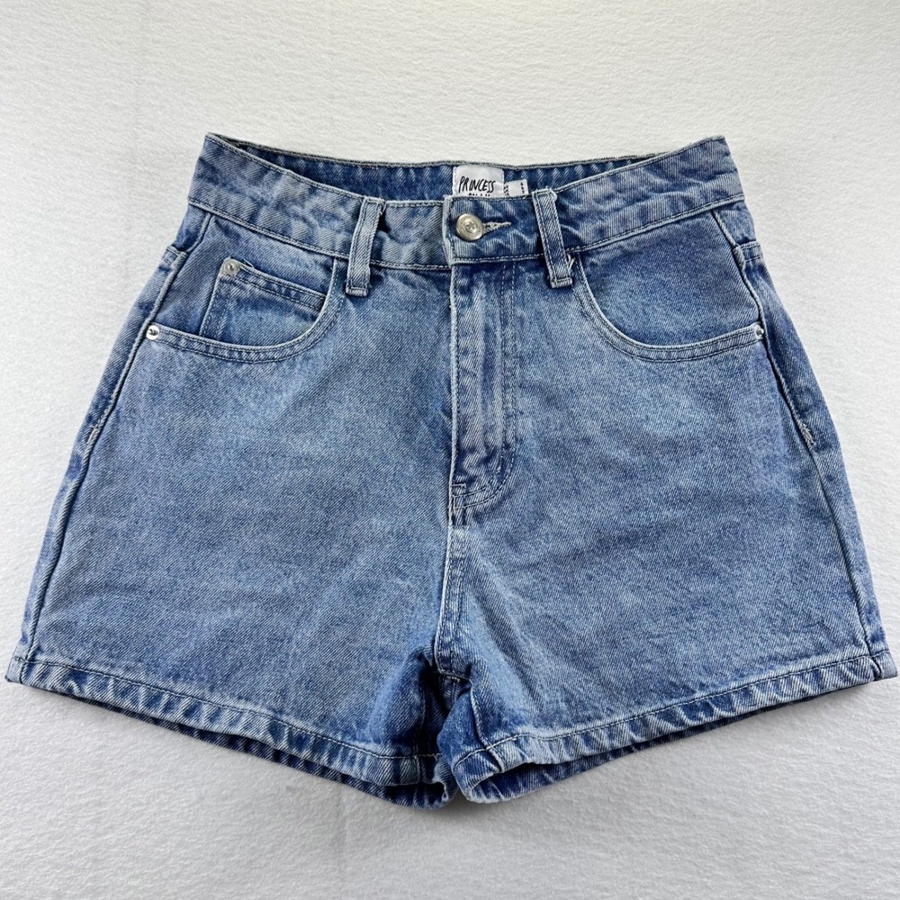 Princess Polly Womens High Waisted Denim Shorts Blue Medium Wash Size 2 US